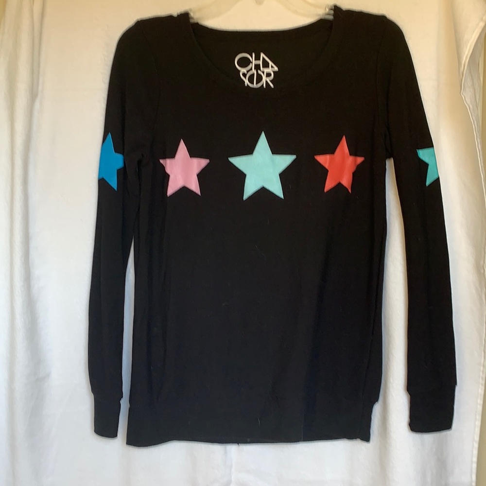 Black sweatshirt with stars. size MED. mild wear.